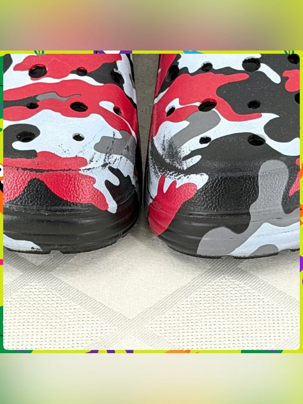 Red Black Gray UNISEX CAMOUFLAGE CLOGS Marble Swirl Sandals Shoes Big Kid Size 4
